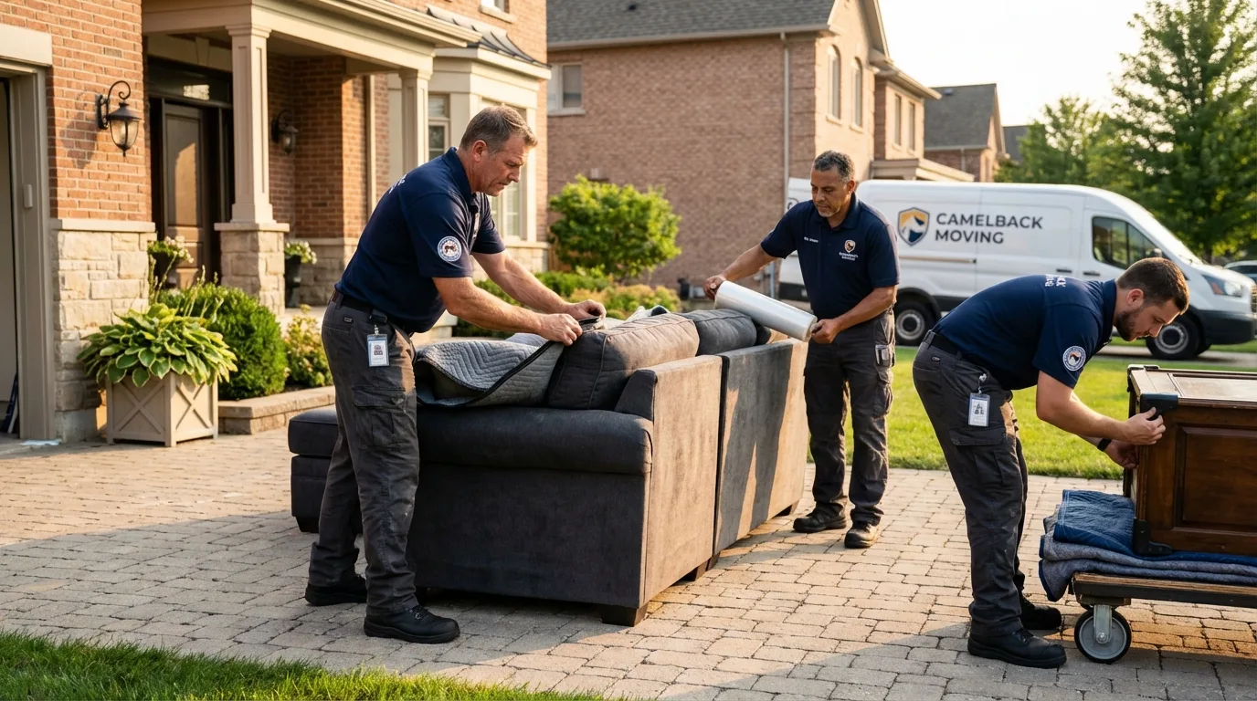 Large estate moving crew wrapping furniture in Washougal, WA