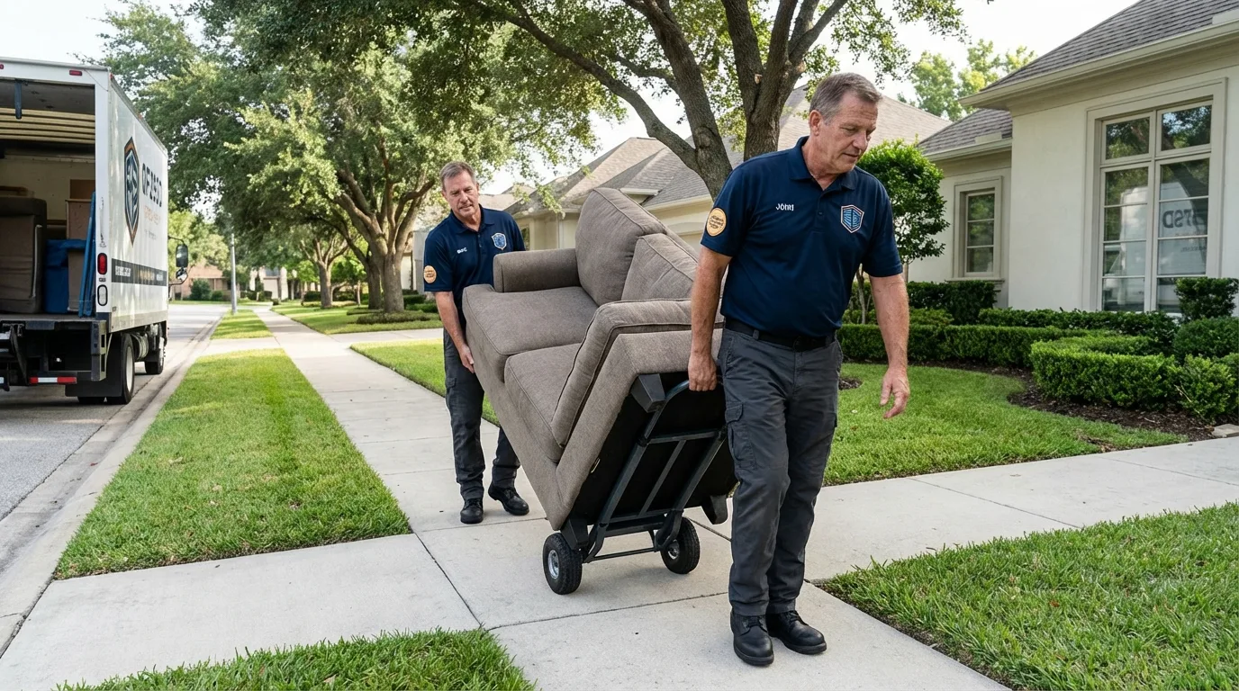 Local residential moving crew loading furniture in Washougal, WA