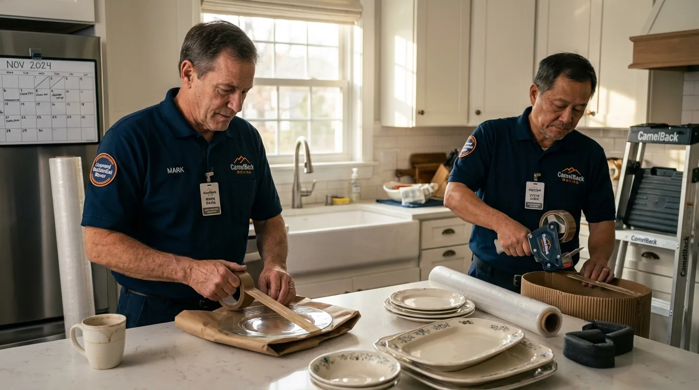 Professional crew packing kitchen dishware in Washougal, WA
